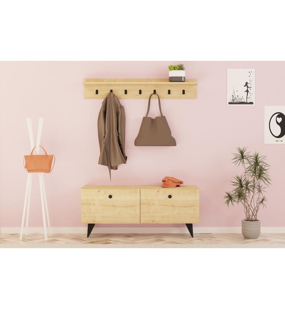 Hall Stand, Chêne, Panneau de particules mélaminé