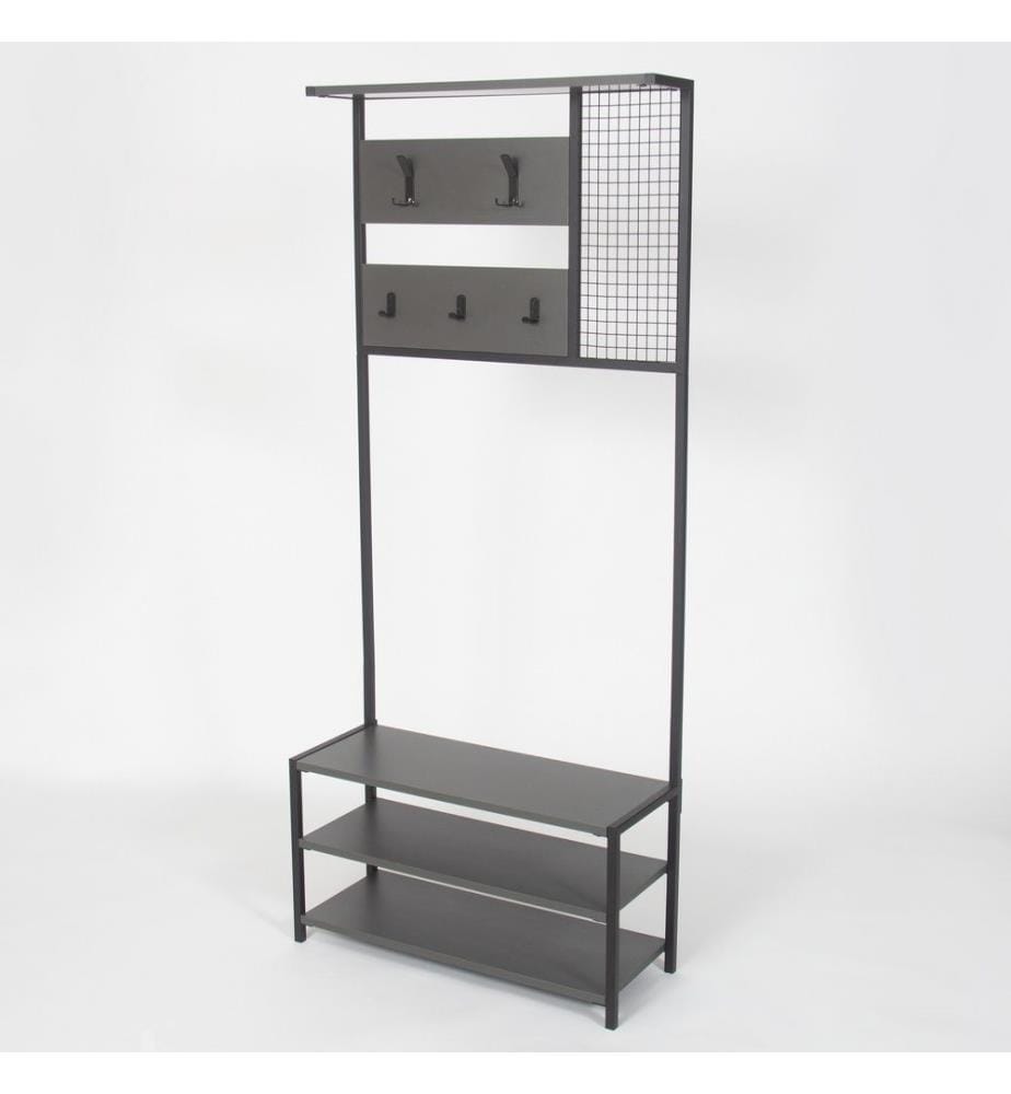 Hall Stand, Anthracite, Noir, Panneau de particules mélaminé, Cadre métallique