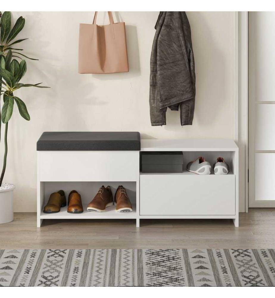 Schuhschrank, weiss, melaminbeschichtete Spanplatte, Bezug: Polyester