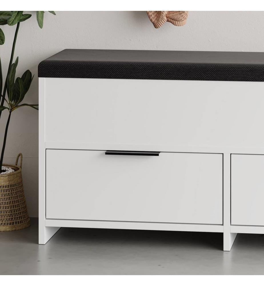 Meuble à chaussures, blanc, panneau de particules mélaminé, tissu : Polyester