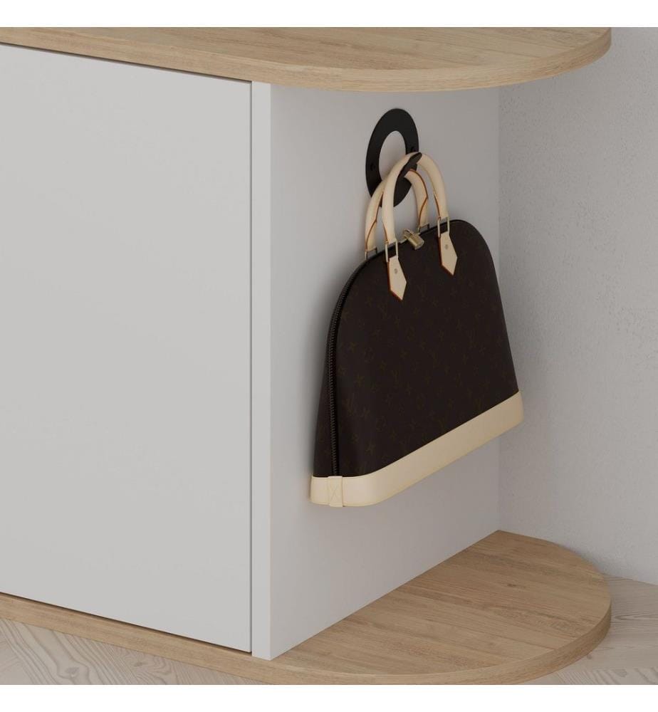 Schuhschrank, Eiche, Weiss, Melaminbeschichtete Spanplatte