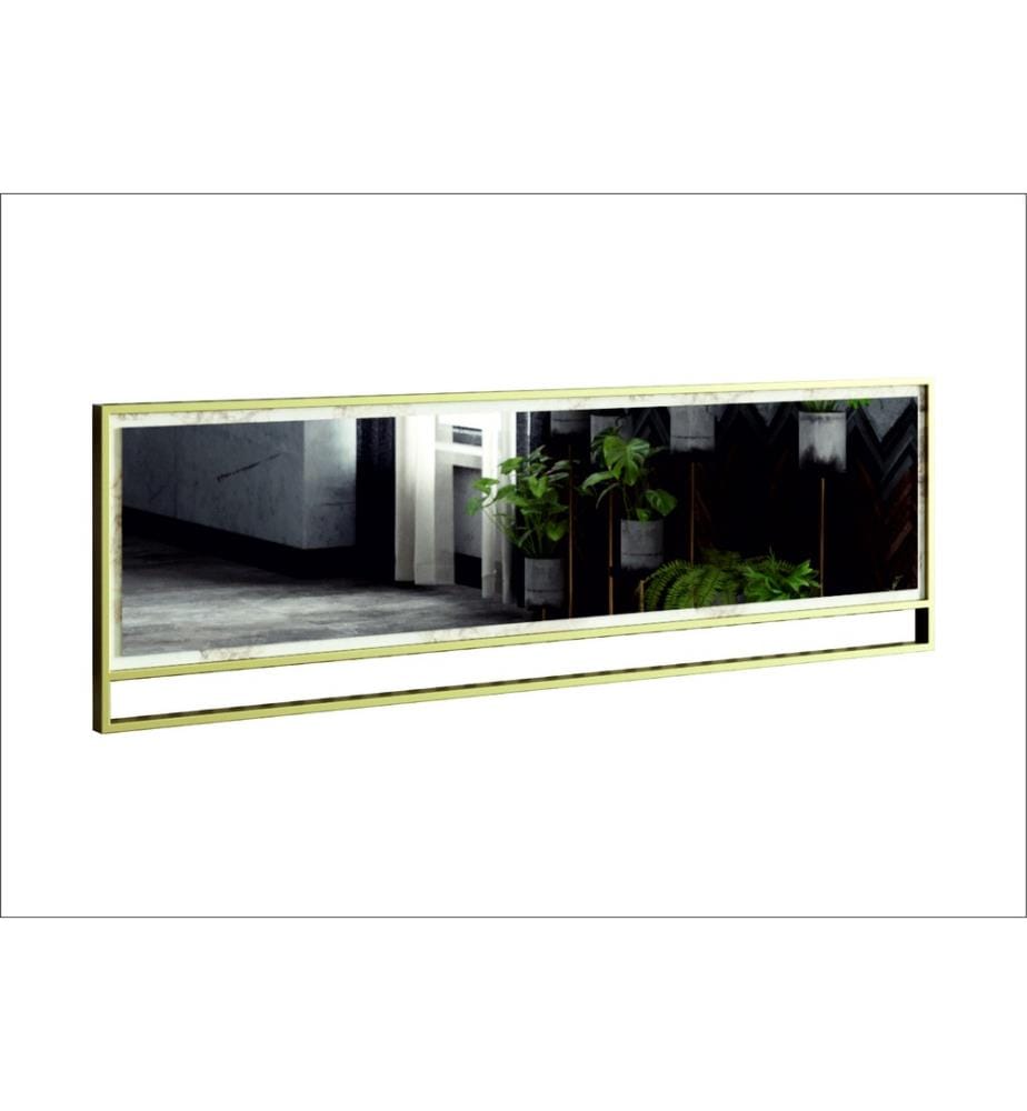 Miroir décoratif, or, blanc, panneau de particules mélaminé, cadre métallique