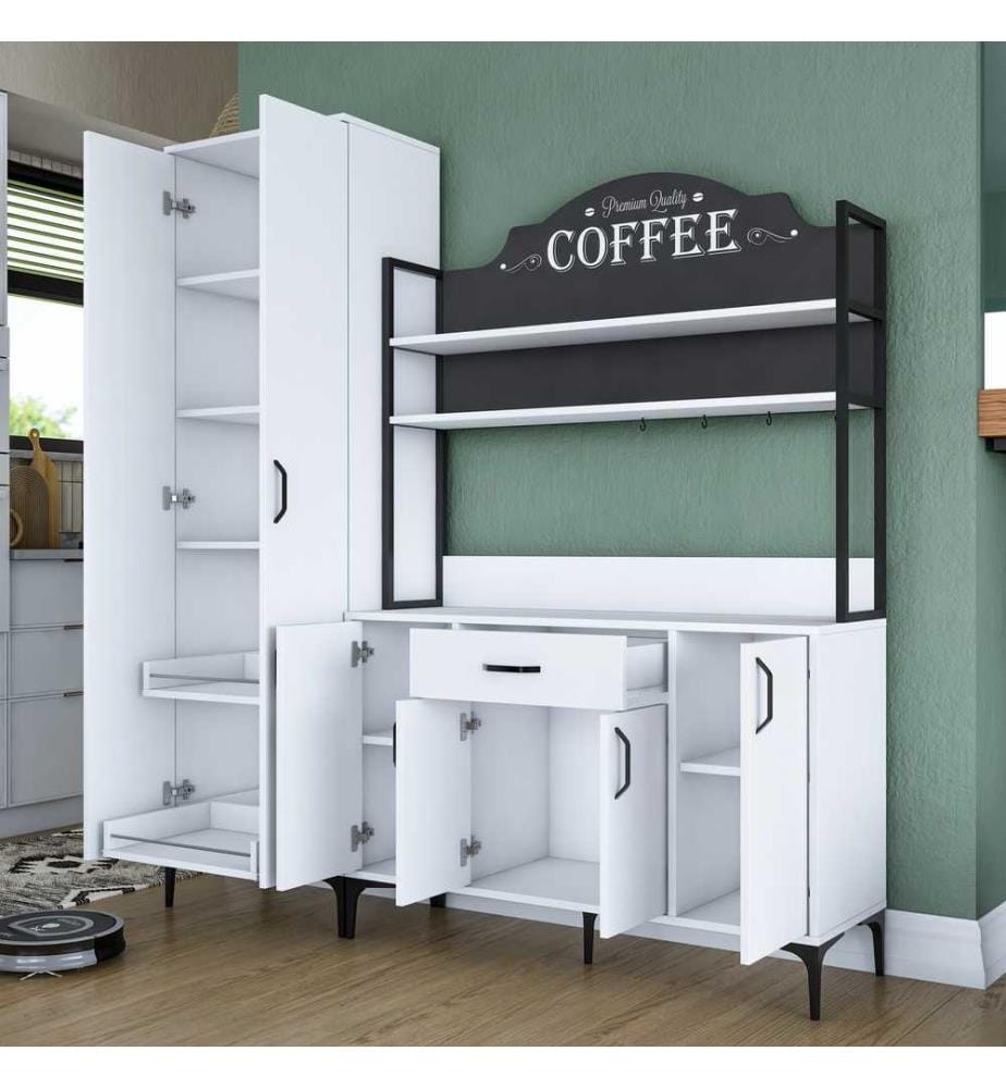 Armoire multifonctions, blanc, panneau de particules mélaminé E1