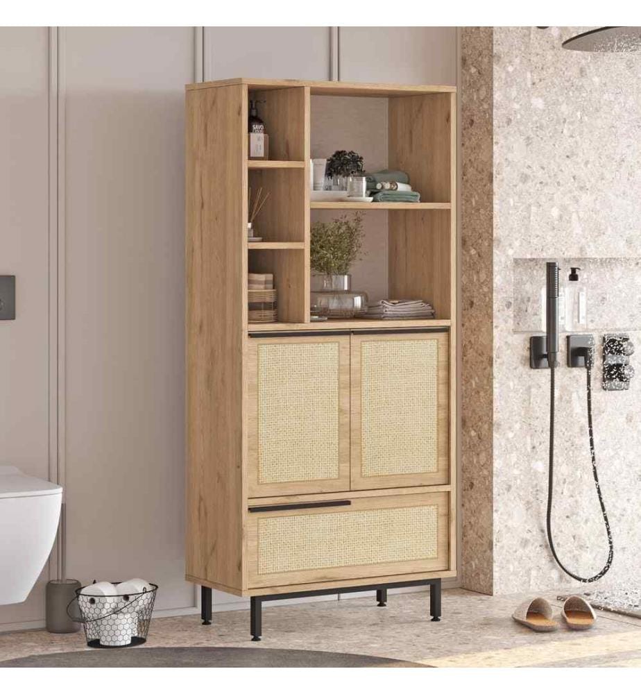 Badezimmerschrank, Nussbaum, Eiche, melaminbeschichtete Spanplatte
