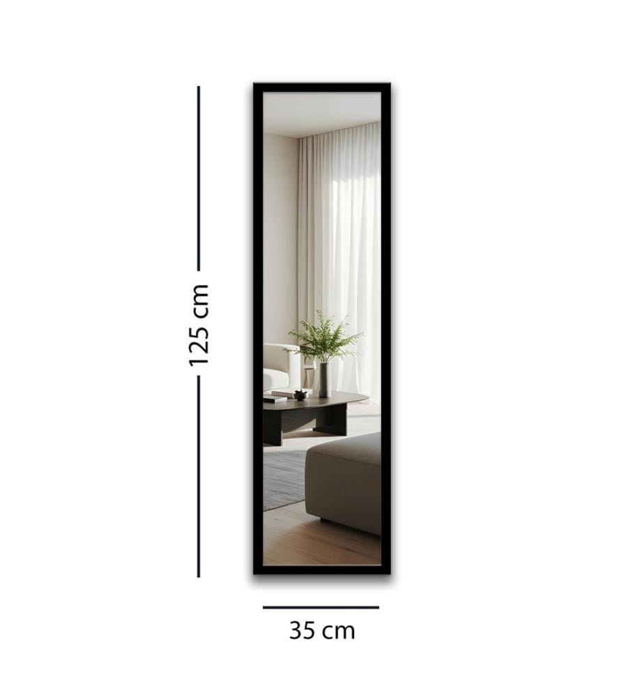 Specchio a figura intera, nero, 100% legno