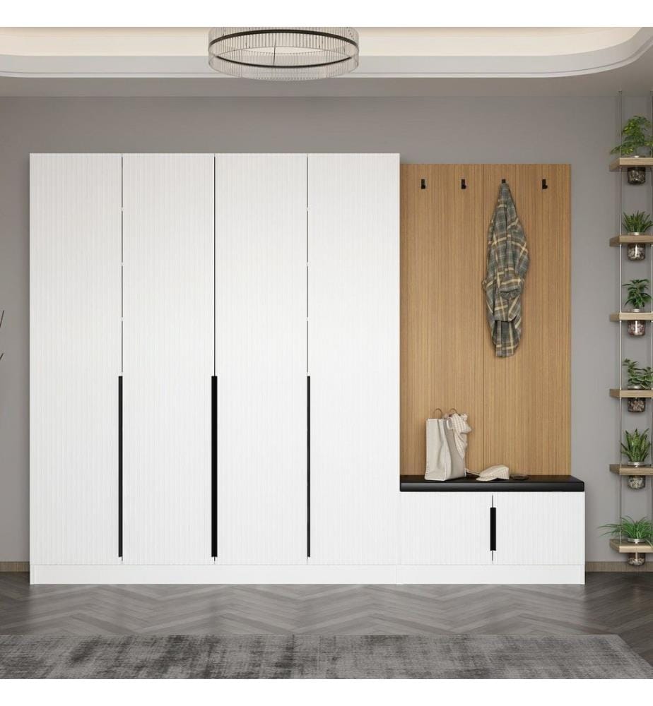 Appendiabiti, bianco, pannello truciolare rivestito in melamina