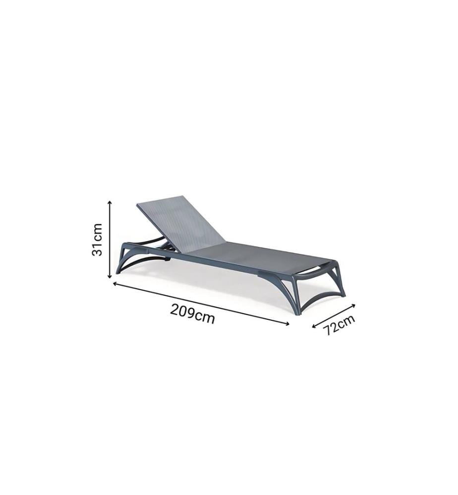 Lettino prendisole, grigio scuro, 100% alluminio