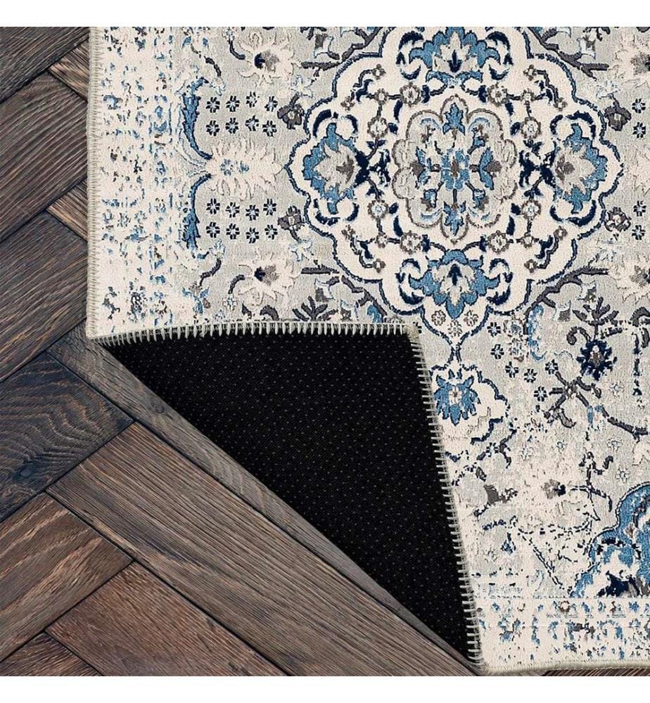 Teppich, Grau, Blau, 70% Baumwolle - 30% Chenille, 180 x 280 cm