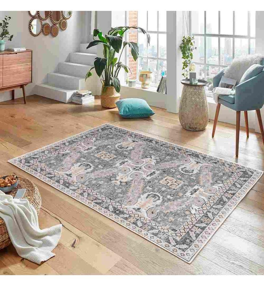 Teppich, Grau, 70% Baumwolle - 30% Chenille, 160 x 230 cm