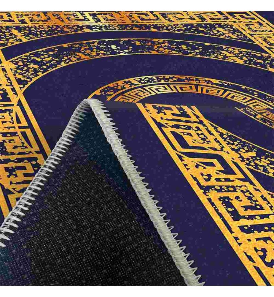 Tappeto, Blu scuro, Oro, 70% cotone - 30% ciniglia, 100 x 200 cm