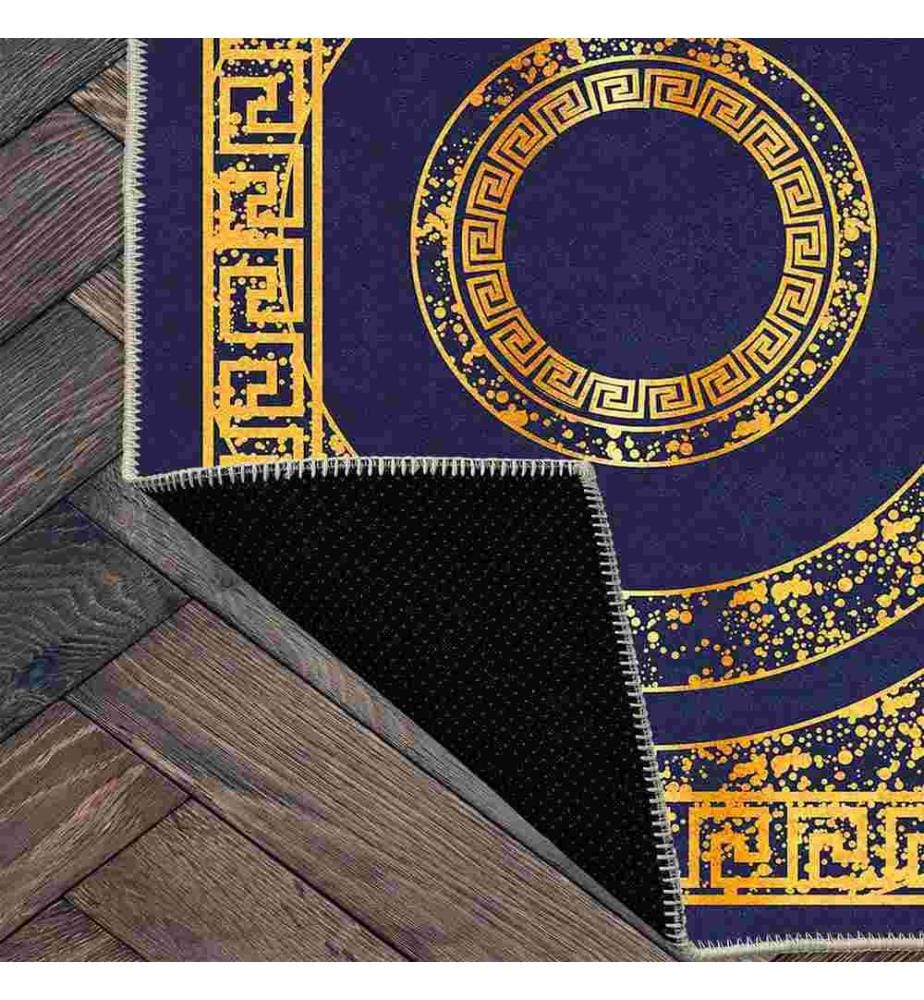 Tappeto, Blu scuro, Oro, 70% cotone - 30% ciniglia, 100 x 200 cm
