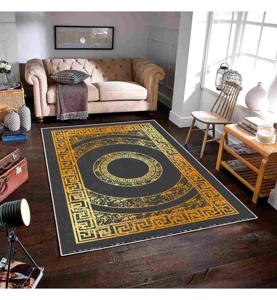 Tappeto, Grigio, Oro, 70% Cotone - 30% Ciniglia, 80 x 300 cm