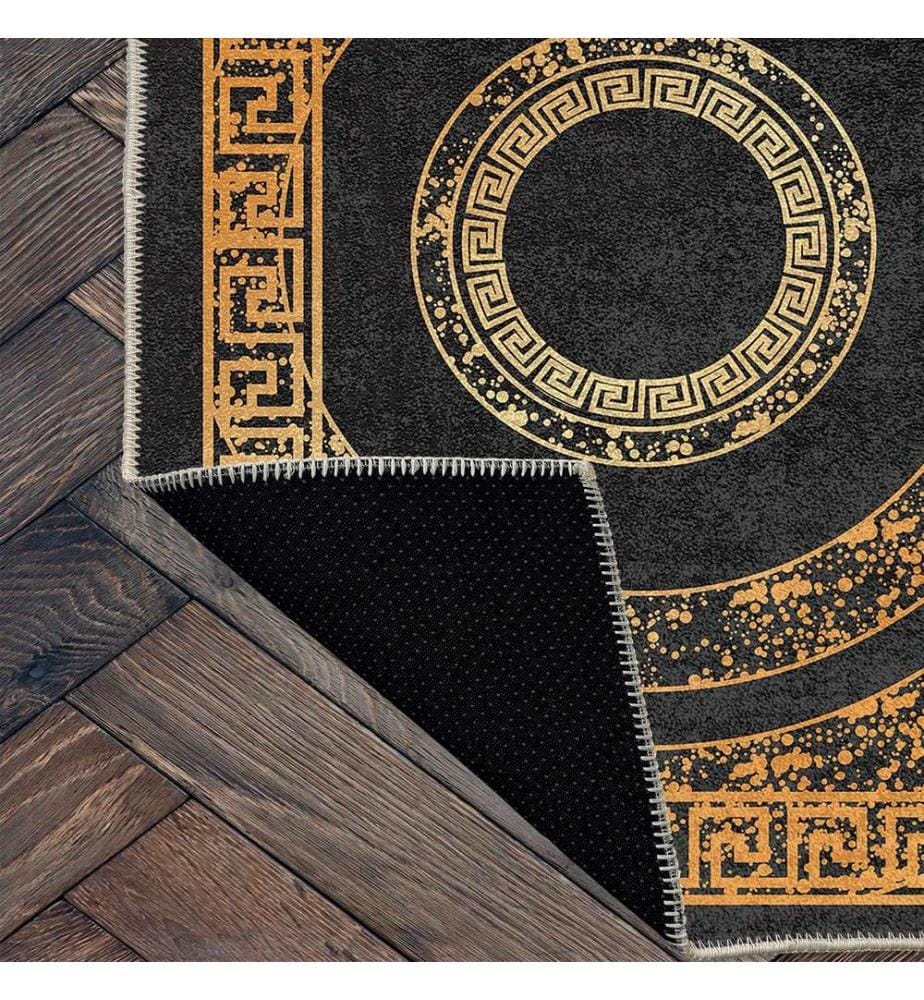 Tappeto, Nero, Oro, 70% Cotone - 30% Ciniglia, 120 x 180 cm