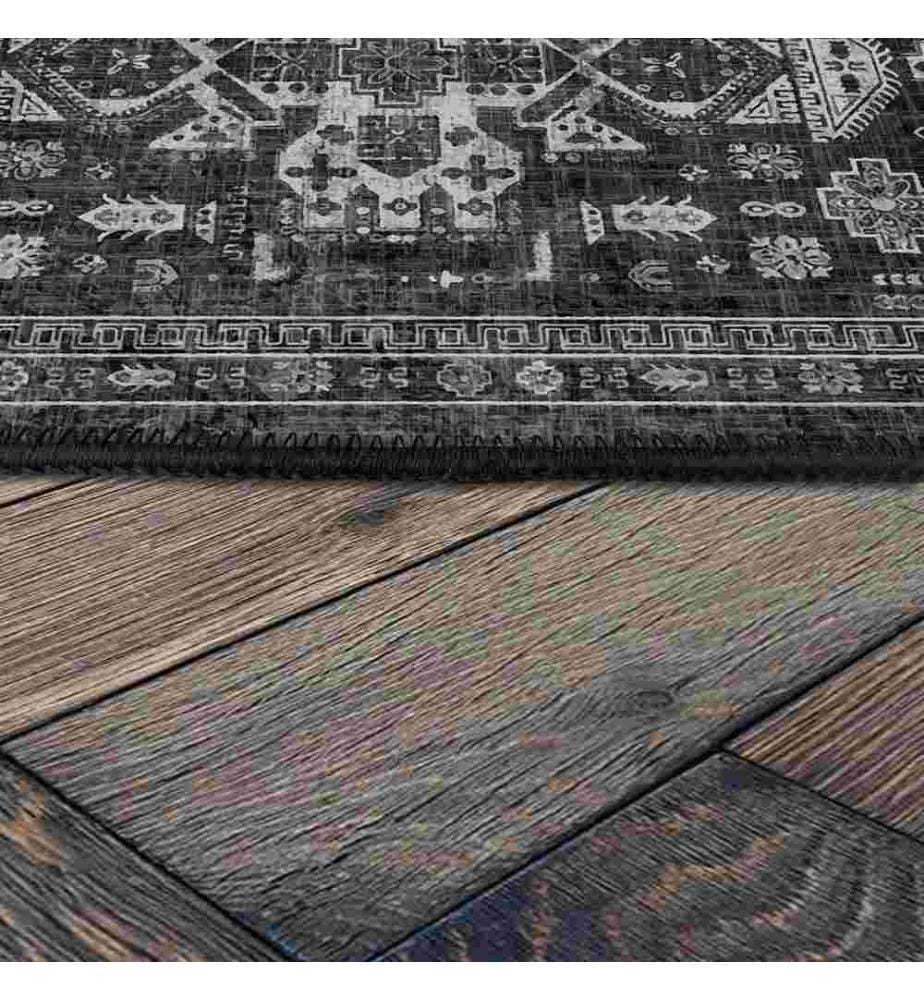 Tappeto, nero, 70% cotone - 30% ciniglia, 100 x 200 cm