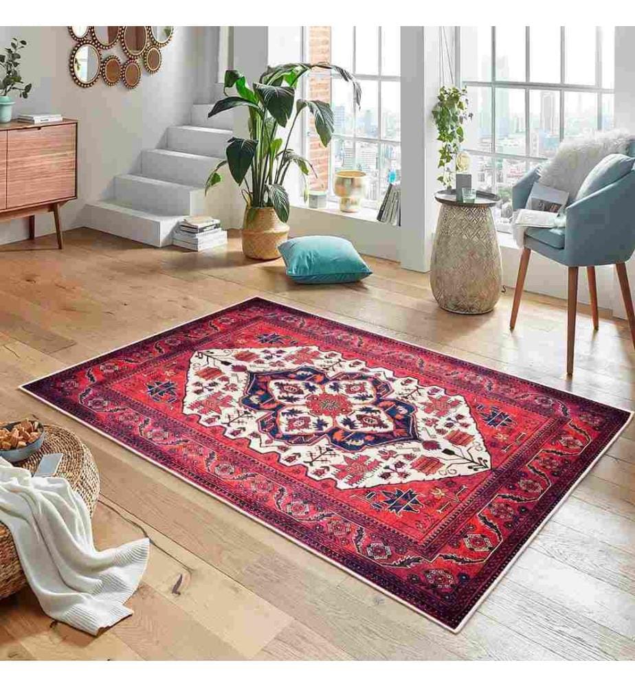 Tappeto, rosso chiaretto, 70% cotone - 30% ciniglia, 80 x 200 cm