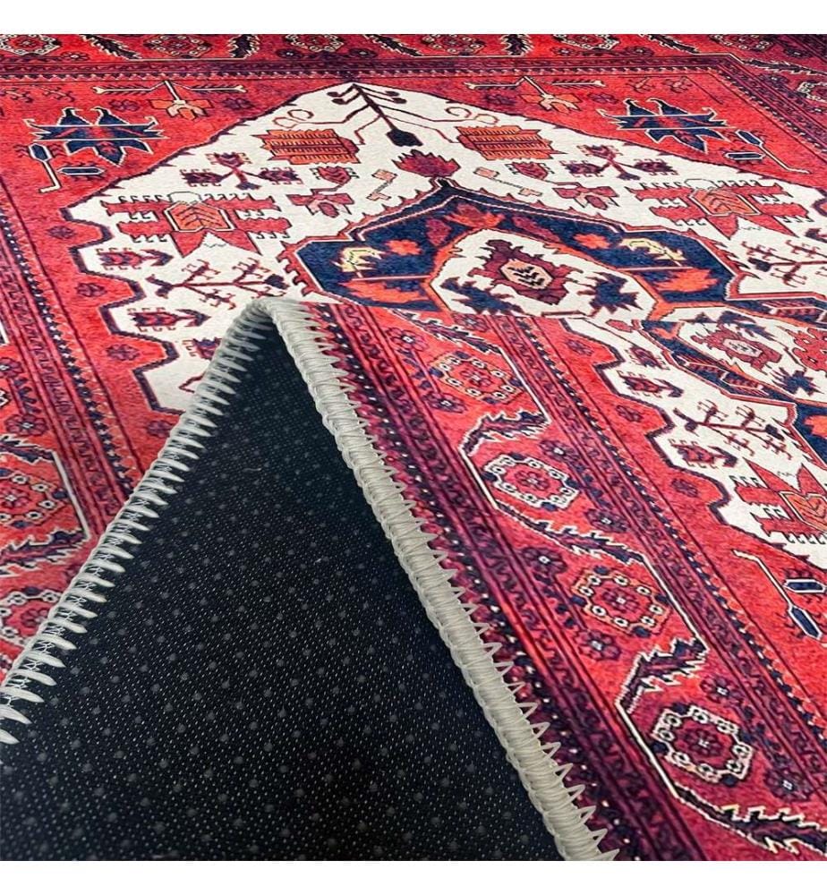Tappeto, rosso chiaretto, 70% cotone - 30% ciniglia, 100 x 200 cm