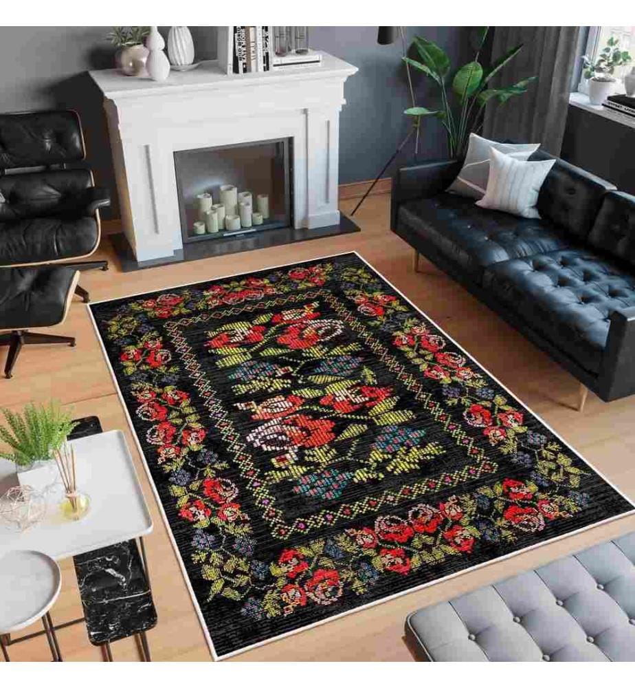 Carpet, Black, 70% Cotton - 30% Chenille, 80 x 200 cm