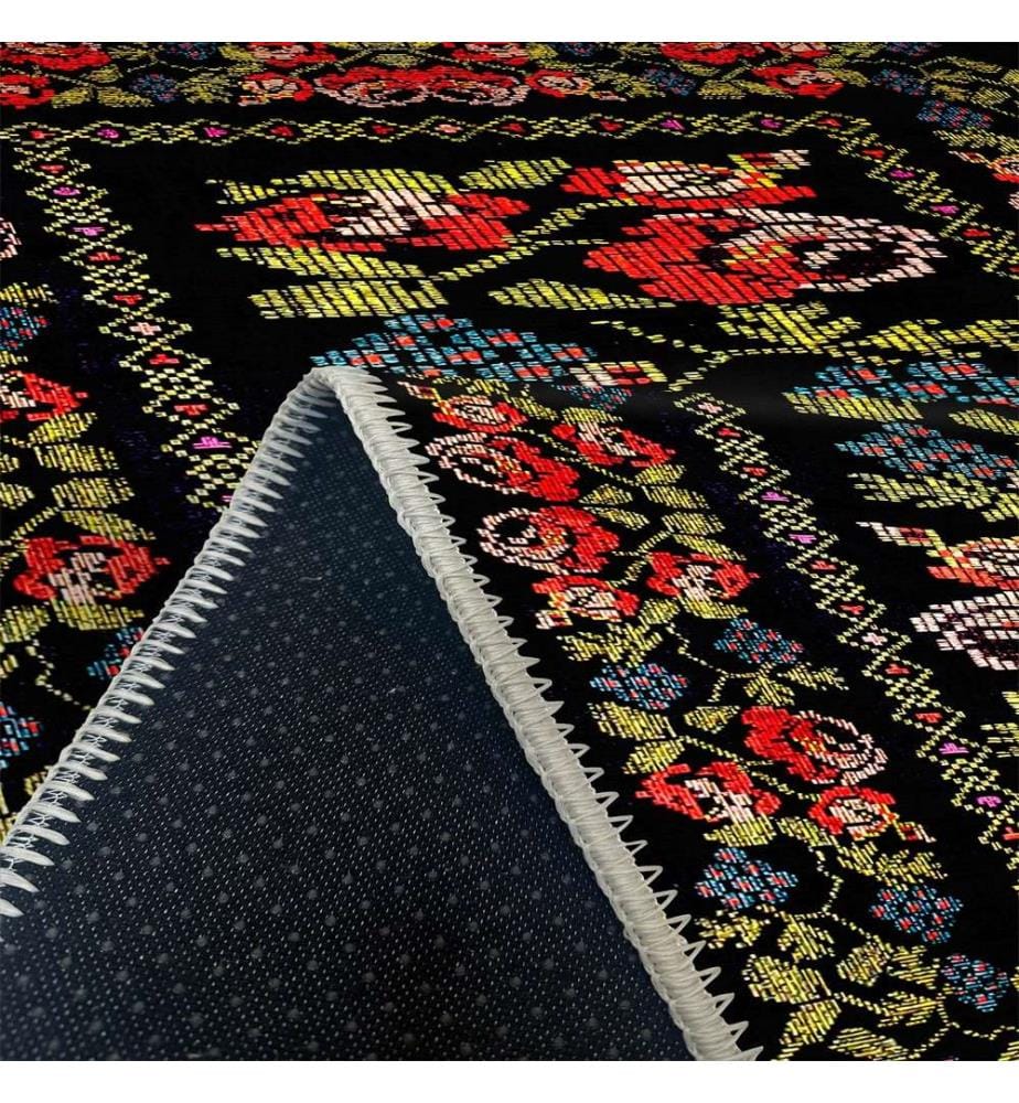 Tappeto, nero, 70% cotone - 30% ciniglia, 180 x 280 cm