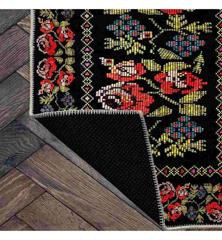 Tappeto, nero, 70% cotone - 30% ciniglia, 180 x 280 cm