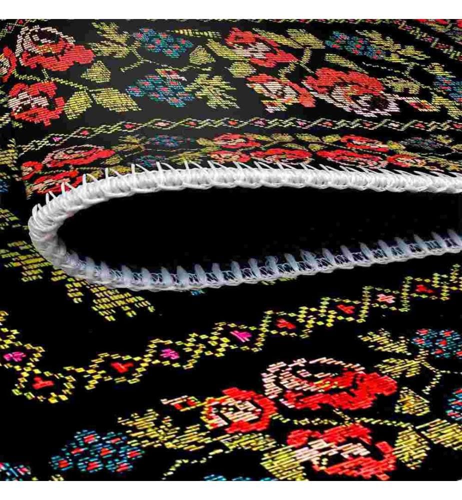 Tappeto, nero, 70% cotone - 30% ciniglia, 180 x 280 cm