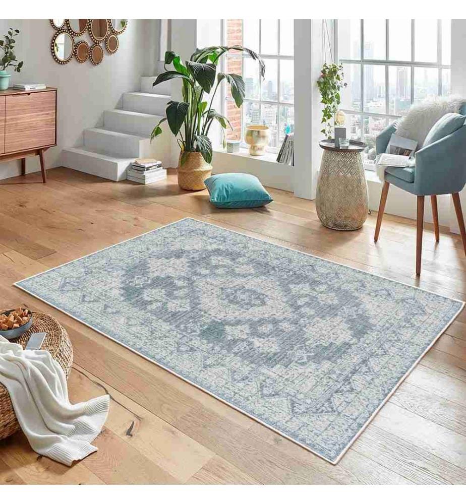 Tappeto, blu, 70% cotone - 30% ciniglia, 180 x 280 cm