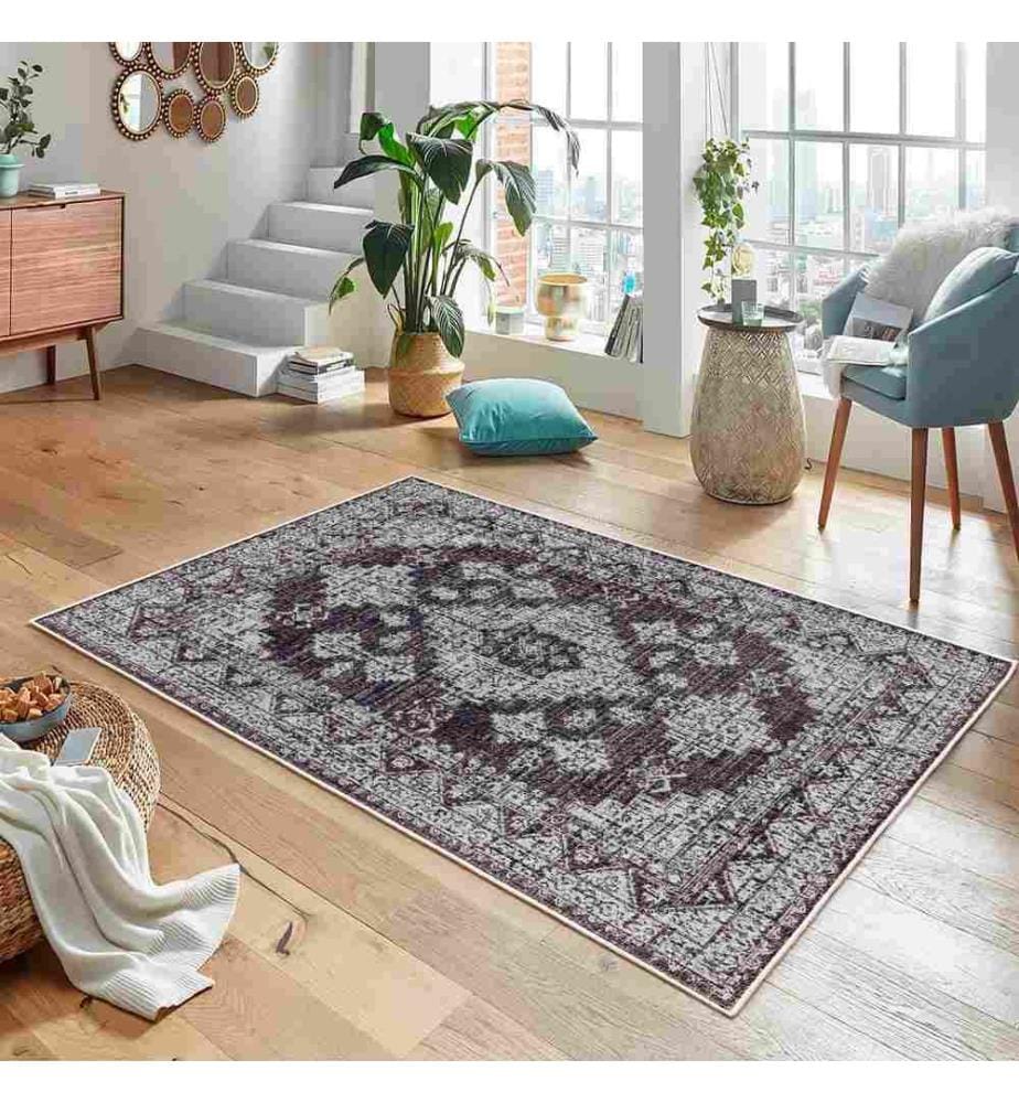 Tappeto, nero, 70% cotone - 30% ciniglia, 160 x 250 cm