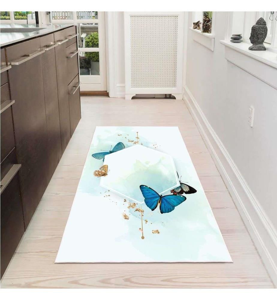 Tappeto, Blu, 70% cotone - 30% ciniglia, 100 x 200 cm