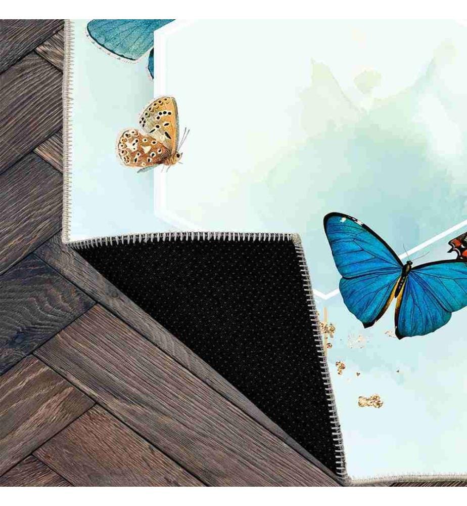 Tappeto, Blu, 70% cotone - 30% ciniglia, 100 x 200 cm