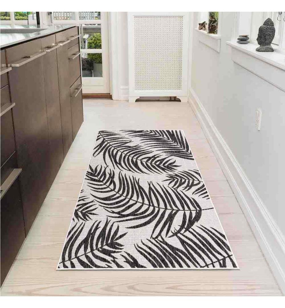 Tappeto, Crema, Nero, 70% Cotone - 30% Ciniglia, 60 x 100 cm