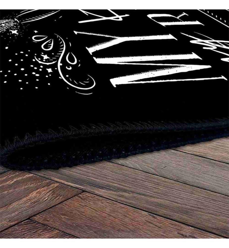 Tappeto, nero, 70% cotone - 30% ciniglia, 180 x 280 cm