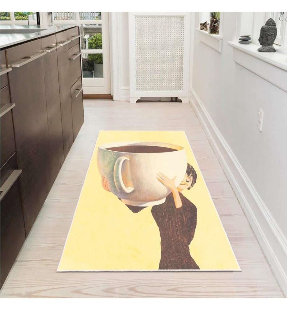 Tappeto, Giallo, 70% cotone - 30% ciniglia, 160 x 230 cm