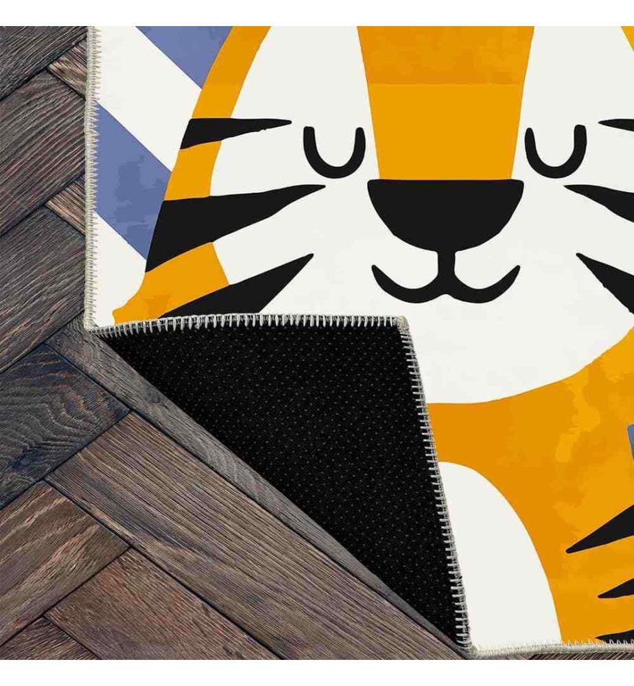 Tappeto, Arancione, Blu, 70% Cotone - 30% Ciniglia, 60 x 100 cm