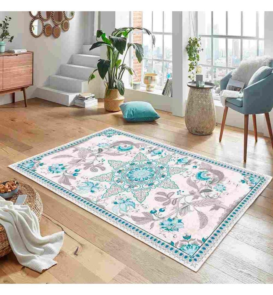 Tappeto, Blu, 70% Cotone - 30% Ciniglia, 80 x 150 cm