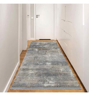 Tapis de salle, Gris, Beige, Crème, 60% Polypropylène - 40% Polyester, 100 x 450 cm