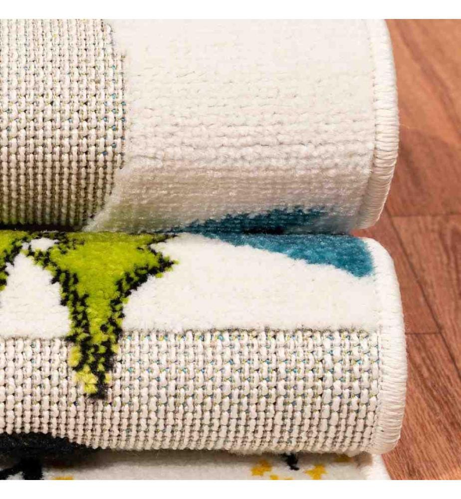 Tapis de salle, 80 x 150, , Crème Bleu Rouge Vert Noir, 60% Polypropylène - 40% Jute, 1700 gr-m²,