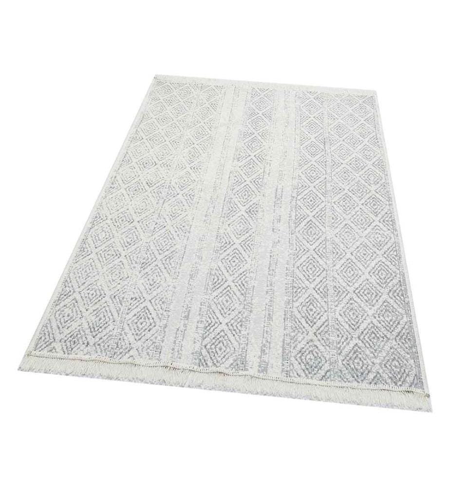 Tappeto, 120 x 180, , Grigio Bianco, Cotone, Senza pelo