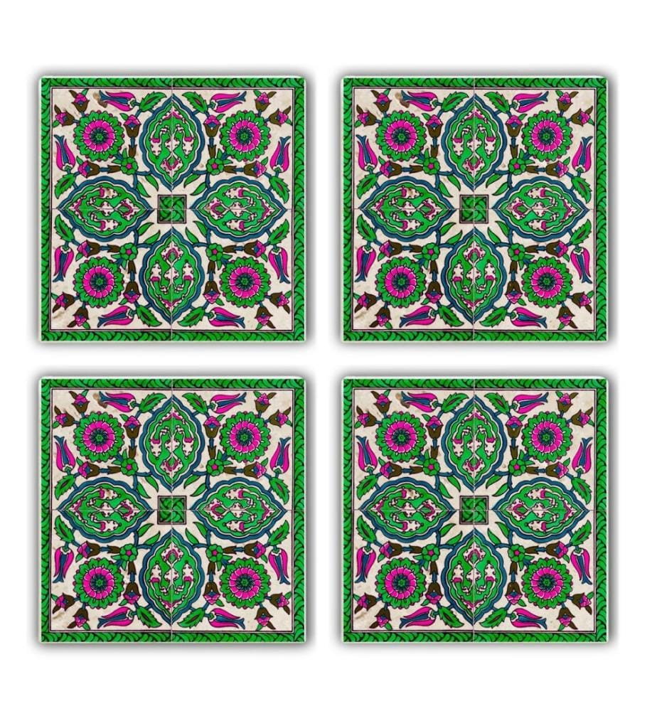 Glasmatte, 4 Stück, Multicolor, Naturstein