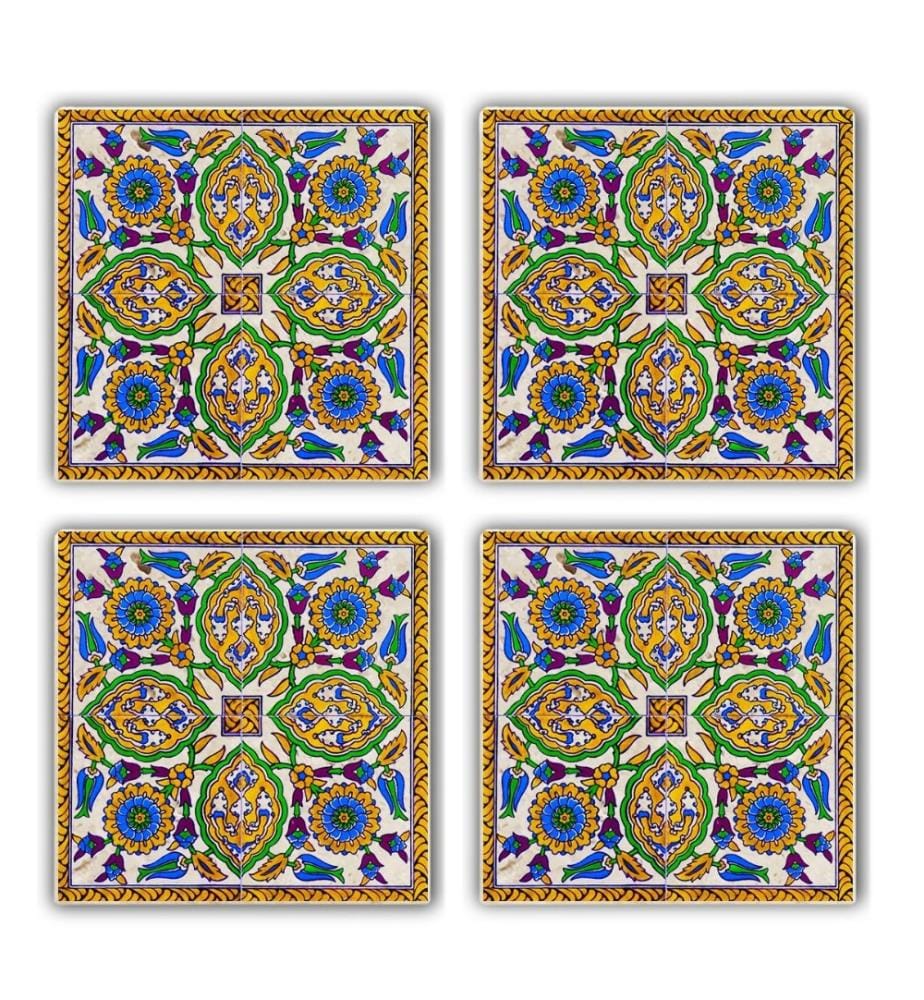 Glasmatte, 4 Stück, Multicolor, Naturstein