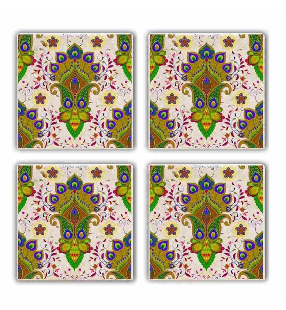 Glasmatte, 4 Stück, Multicolor, Naturstein