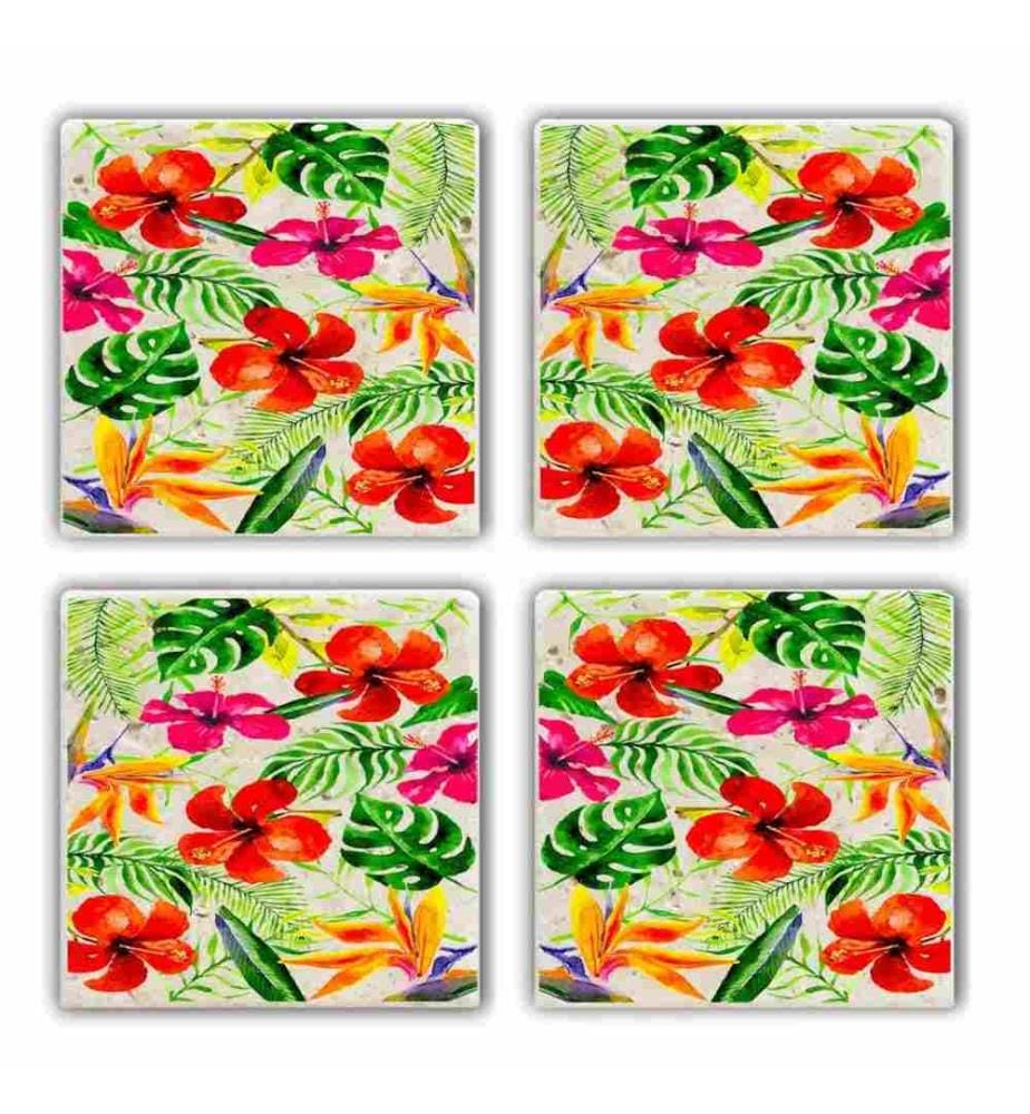 Tapis de verre, 4 pièces, multicolore, pierre naturelle