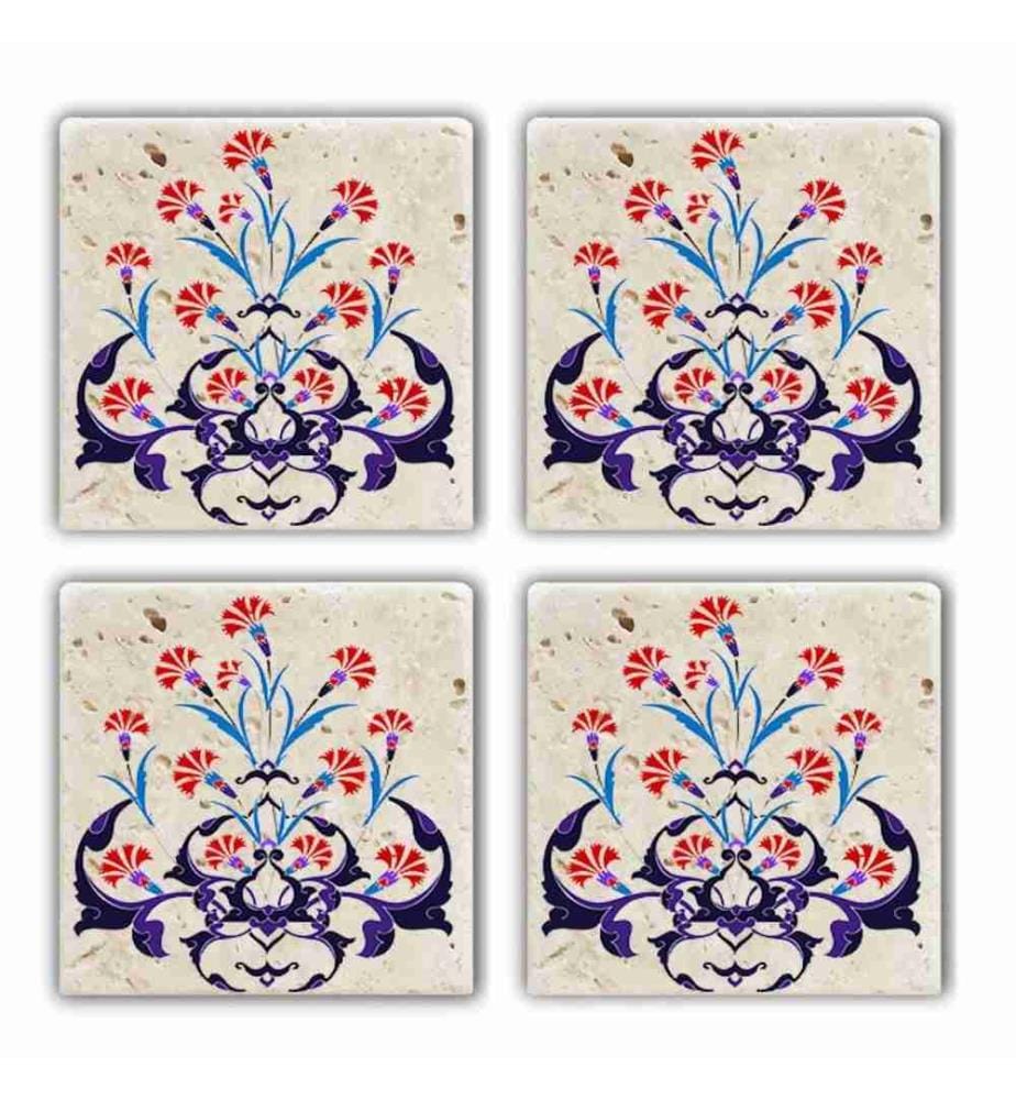 Tapis de verre, 4 pièces, multicolore, pierre naturelle