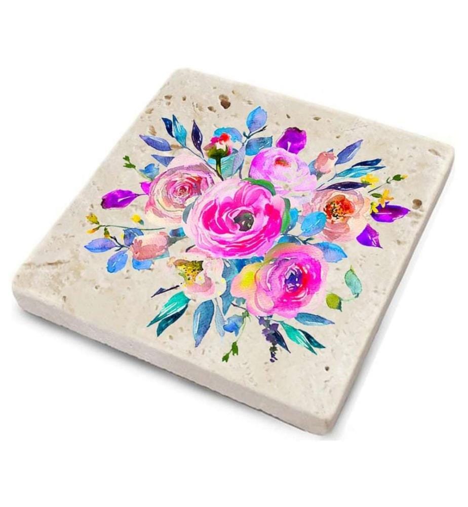 Tapis de verre, 4 pièces, multicolore, pierre naturelle