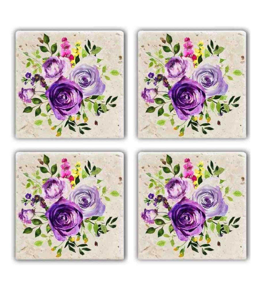Tapis de verre, 4 pièces, multicolore, pierre naturelle