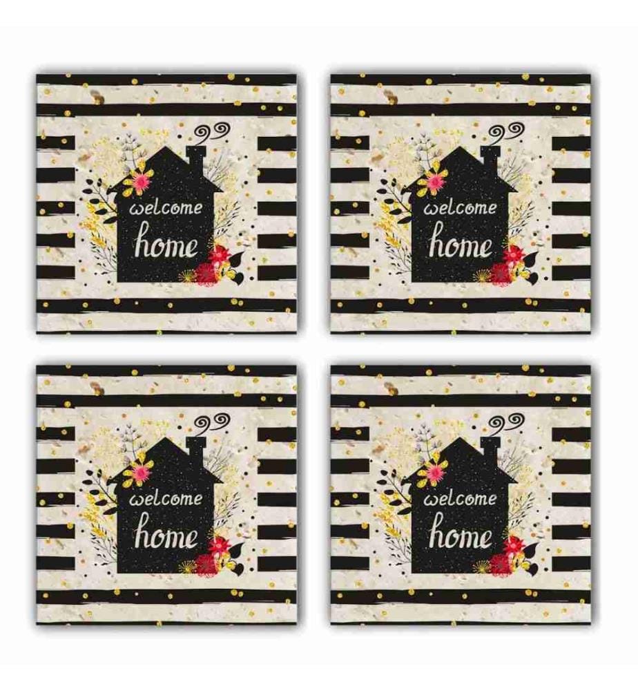 Tapis de verre, 4 pièces, multicolore, pierre naturelle