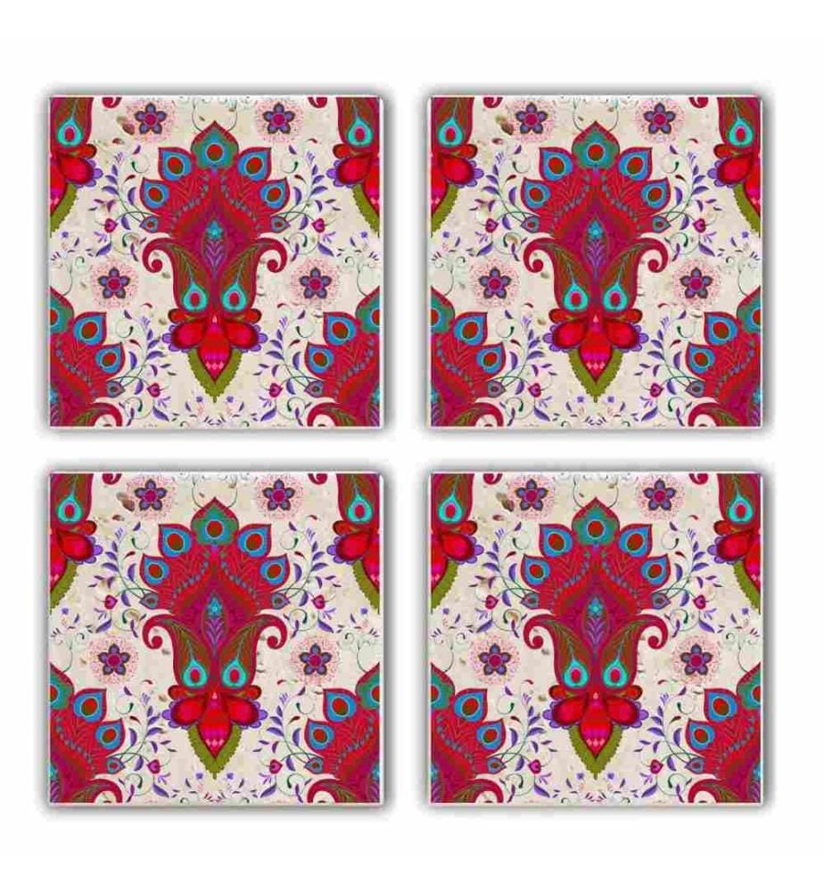 Tapis de verre, 4 pièces, multicolore, pierre naturelle