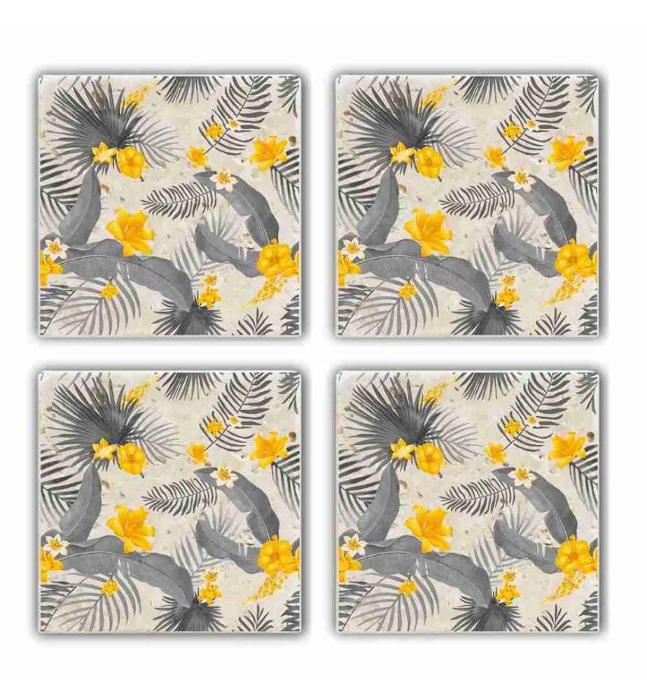 Tapis de verre, 4 pièces, multicolore, pierre naturelle