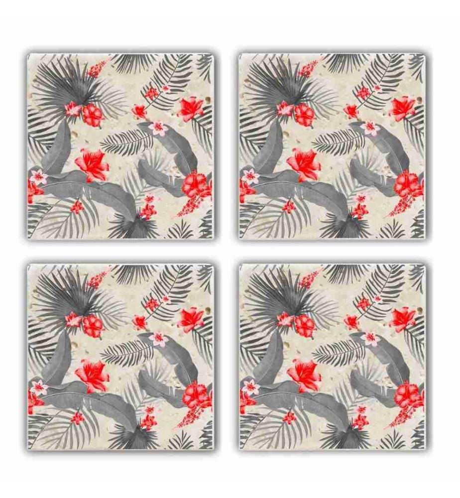 Tapis de verre, 4 pièces, multicolore, pierre naturelle