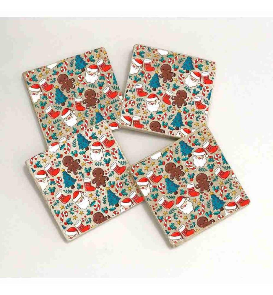 Tapis de verre, 4 pièces, multicolore, pierre naturelle, impression Uv