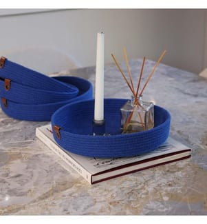Baumwoll-Tablett-Set, 4 Teile, blau, 100% Baumwoll-Jute-Seil, handgefertigt