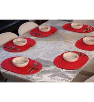 Tischset, 6-teilig, rot, 100% Baumwoll-Jute-Seil, handgefertigt
